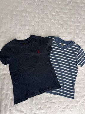 Polo by Ralph Lauren Boys' Navy Solid Tee & Navy/White Striped Tee Set
